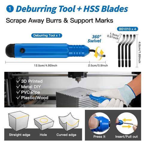 Deburring Tool 3D Printing, 3D Printer Deburring Tool with 4 Blades for Metal, Plastic, Resin/PLA – Includes Flush Cutter, Sanding Sponge, Sand Paper, Tweezers, Cleaning Brushes & Diamond Files in Saudi Arabia