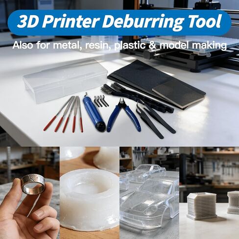 Deburring Tool 3D Printing, 3D Printer Deburring Tool with 4 Blades for Metal, Plastic, Resin/PLA – Includes Flush Cutter, Sanding Sponge, Sand Paper, Tweezers, Cleaning Brushes & Diamond Files in Saudi Arabia
