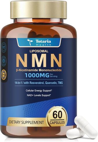 Totaria 14-in-1 Liposomal NMN Supplement 1000mg, 99% Pure NMN Resveratrol Complex with TMG, Quercetin, CoQ10, ALA, PQQ, Support NAD+ Levels, Healthy Aging, Stabilized 60 Veggie Capsules, cGMP in Saudi Arabia