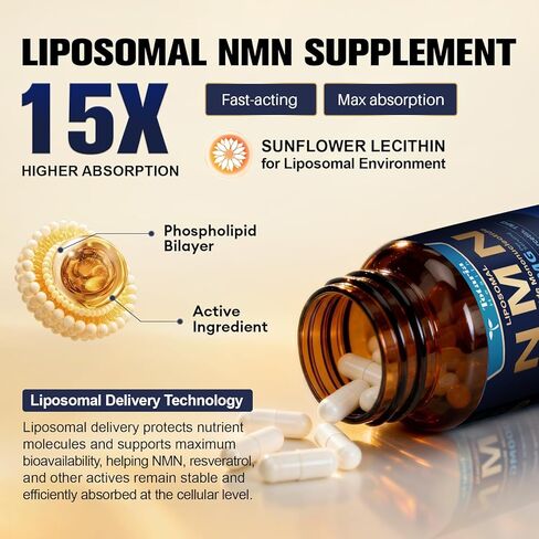 Totaria 14-in-1 Liposomal NMN Supplement 1000mg, 99% Pure NMN Resveratrol Complex with TMG, Quercetin, CoQ10, ALA, PQQ, Support NAD+ Levels, Healthy Aging, Stabilized 60 Veggie Capsules, cGMP in Saudi Arabia