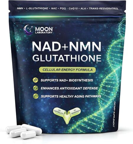 NMN + L-Glutathione Supplement – NAD+ Support, Mitochondrial Energy & Antioxidant Defense with CoQ10, NAC, PQQ & Alpha Lipoic Acid – 120 Capsules. Refill Pack in Saudi Arabia