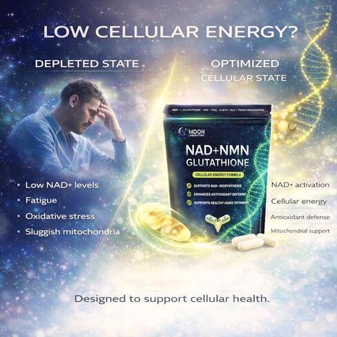 NMN + L-Glutathione Supplement – NAD+ Support, Mitochondrial Energy & Antioxidant Defense with CoQ10, NAC, PQQ & Alpha Lipoic Acid – 120 Capsules. Refill Pack in Saudi Arabia