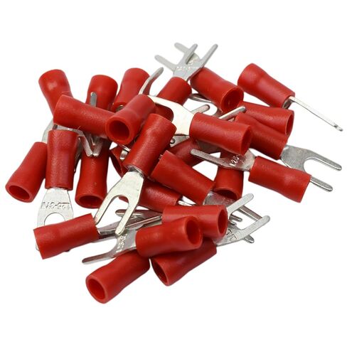 PAPUGA 25PCS 20-16 AWG #6 / M3.5 Wide Version Insulated Fork Spade Crimp Connector, 600V 19A, UL cUL Power Lug for Inverter Solar & Marine Wiring, Automotive & Marine in Saudi Arabia