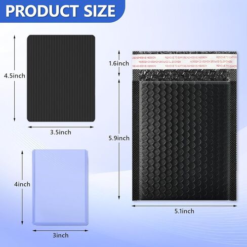 DEDC 200 Packs Trading Cards Shipping Protectors 100 Packs Cards Protector Shipping 50 Pcs Top Loaders 50 Pcs Black Bubble Mailers 5x 6" for Trading Card and a Tape Card Ship Bundle (Black) in Saudi Arabia