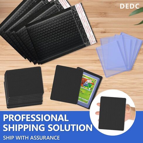 DEDC 200 Packs Trading Cards Shipping Protectors 100 Packs Cards Protector Shipping 50 Pcs Top Loaders 50 Pcs Black Bubble Mailers 5x 6" for Trading Card and a Tape Card Ship Bundle (Black) in Saudi Arabia
