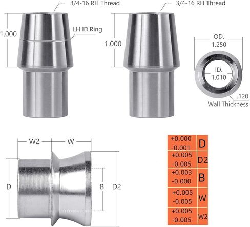 DEEG 2 Set 3/4" Heim Joint Rod End Kit, 750" Chromoly Joints Panhard kit, Right & Left Hand Thread 2 Big (Right 2pcs and Left 2pcs) in Saudi Arabia