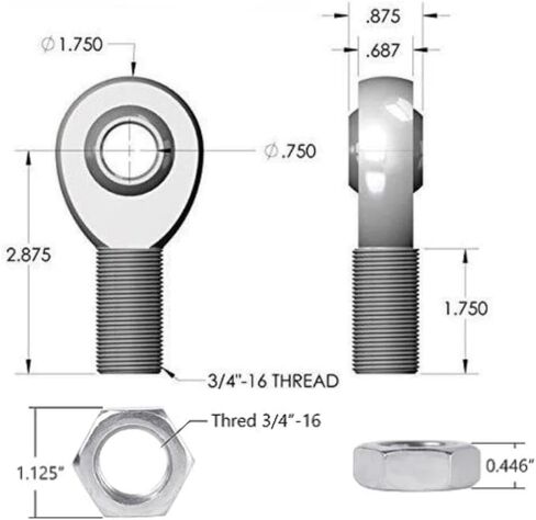 DEEG 2 Set 3/4" Heim Joint Rod End Kit, 750" Chromoly Joints Panhard kit, Right & Left Hand Thread 2 Big (Right 2pcs and Left 2pcs) in Saudi Arabia