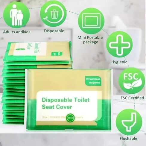2 Pack Disposable Toilet Seat Cover Portable Travel Camping Hotel Bathroom Toilet Mat Pads Degradable Soluble Water Toilet Covers Paper in Saudi Arabia