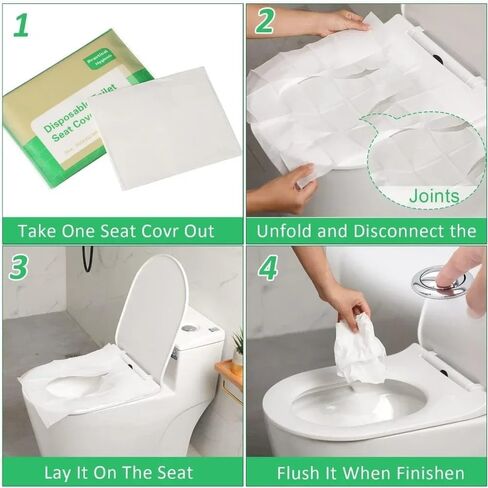 2 Pack Disposable Toilet Seat Cover Portable Travel Camping Hotel Bathroom Toilet Mat Pads Degradable Soluble Water Toilet Covers Paper in Saudi Arabia