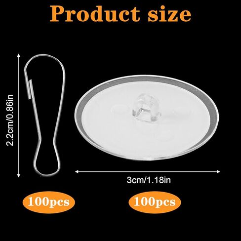 100 Pack No-Drill Transparent Ceiling Discs Hanger with Metal Hook, Self Adhesive Ceiling Hooks for Hanging, Removable Transparent Wall Hanger for Birthday Party, Festival, Wedding Decorations in Saudi Arabia