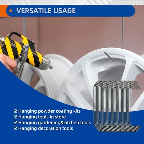 50Pcs Powder Coating Hook V-Hook, 4" Long 0.062 Wire, V-Shaped Spring Steel Hooks for Painting, 1" Leg Length, Each Holds Up to 9 lbs(Black), Kit for Kitchen,Closet,Bathroom,Work Shop,Garden in Saudi Arabia