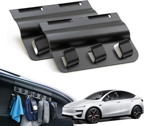 خطاف حقيبة بقالة خلفي مطور لـ 2025-2026 Tesla Model Y Juniper، خطاف منظم صندوق ABS عالي القوة، ملحقات داخلية (مجموعة من 2) in Kuwait