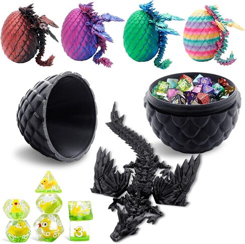 Mystery DND Dice Set (7 Polyhedral Dice) and Dragon Egg Suitable for DND, MTG, RPG,Tabletop Games(1 Dragon Egg+7 dice) in Saudi Arabia