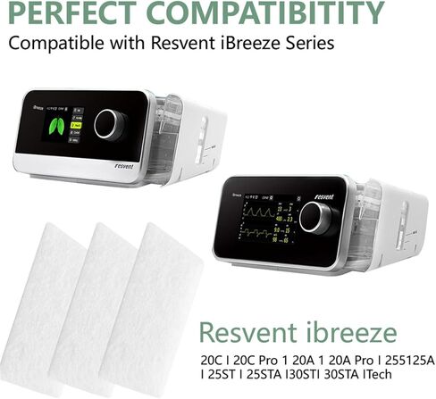 مرشحات Resvent iBreeze CPAP، 20 عبوة من مرشح بديل قياسي للاستعمال مرة واحدة لأجهزة CPAP وBiPAP (1.9 بوصة × 0.8 بوصة) in Saudi Arabia