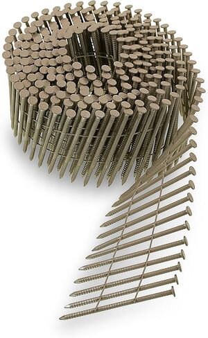 Simpson Strong-Tie S13A250CCT Collated Ring-Shank Siding Nail‚ 2-1/2-Inch by 0.090 Inch, 15 Gauge Wire Coil, Full Round Head, Diamond Point, Type 304 Stainless Steel, Tan (Pack of 3600) in Saudi Arabia