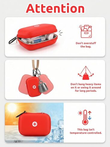 auvi q Carrying case Red Auvi Q Carrying Case for 2 Auvi-Q Injectors, Hard Shell Emergency Medicine Bag with Carabiner. Fits Trainer Pens, Nasal Spray, Asthma Inhaler, Allergy & First Aid Pouch. in Saudi Arabia