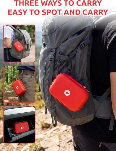 auvi q Carrying case Red Auvi Q Carrying Case for 2 Auvi-Q Injectors, Hard Shell Emergency Medicine Bag with Carabiner. Fits Trainer Pens, Nasal Spray, Asthma Inhaler, Allergy & First Aid Pouch. in Saudi Arabia