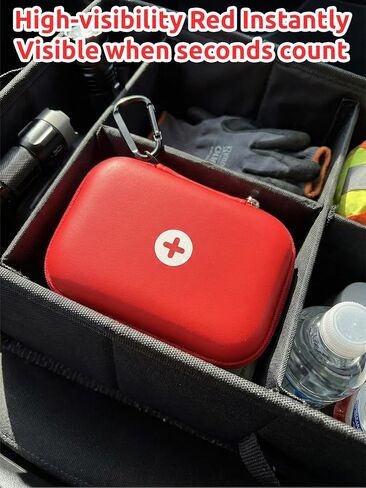 auvi q Carrying case Red Auvi Q Carrying Case for 2 Auvi-Q Injectors, Hard Shell Emergency Medicine Bag with Carabiner. Fits Trainer Pens, Nasal Spray, Asthma Inhaler, Allergy & First Aid Pouch. in Saudi Arabia