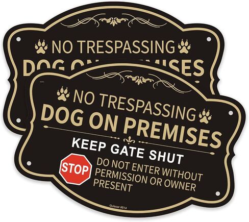 Dog on Premises Sign Keep Gate Shut Do Not Enter Sign - 2 Pack - 10 x 7 Inches Thick Aluminum - UV Protected, Waterproof, Weatherproof and Fade Resistant in Saudi Arabia
