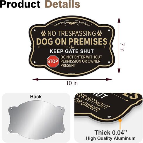 Dog on Premises Sign Keep Gate Shut Do Not Enter Sign - 2 Pack - 10 x 7 Inches Thick Aluminum - UV Protected, Waterproof, Weatherproof and Fade Resistant in Saudi Arabia