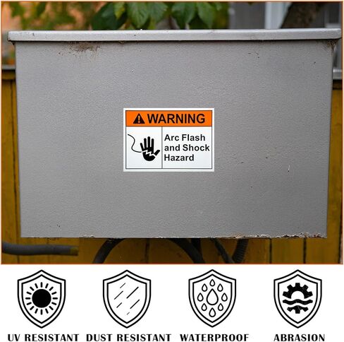 10 Pack Warning Arc Flash and Shock Hazard Label Decal - 5 x 3.5 In Vinyl Labels Sign for Electrical in Saudi Arabia