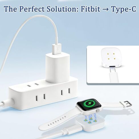 Type-C Charging Adapter fit for Fitbit Sense 1/2, Versa 3/4 Charger White in Saudi Arabia