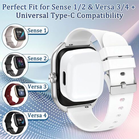 Type-C Charging Adapter fit for Fitbit Sense 1/2, Versa 3/4 Charger White in Saudi Arabia