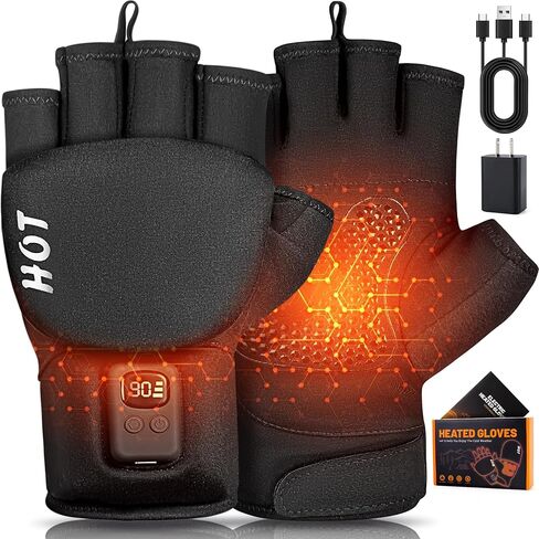 Heated Gloves for Men Women- Rechargeable Electric Full&Half Hands Heated Gloves Outdoor Work Arthritis Pain Relief Hot Compress Hand Warmers for Cycling Skiing Hunting in Saudi Arabia