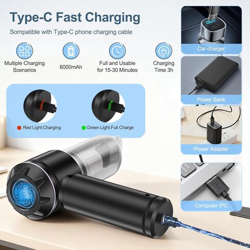 Portable Handheld car Vacuum Cleaner, 16000PA Vacuum Suction, Equipped with Two high-Efficiency Filters, Used for Cleaning car interiors, Sofas, pet Hair, and Small-Scale Garbage Stains in Saudi Arabia