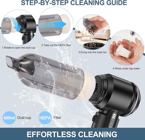Portable Handheld car Vacuum Cleaner, 16000PA Vacuum Suction, Equipped with Two high-Efficiency Filters, Used for Cleaning car interiors, Sofas, pet Hair, and Small-Scale Garbage Stains in Saudi Arabia