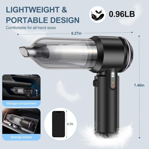 Portable Handheld car Vacuum Cleaner, 16000PA Vacuum Suction, Equipped with Two high-Efficiency Filters, Used for Cleaning car interiors, Sofas, pet Hair, and Small-Scale Garbage Stains in Saudi Arabia