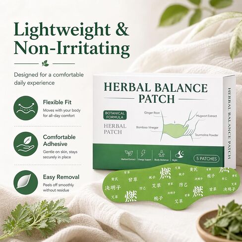 Balance Patch with Mugwort Herbal Formula – Japanese Herbal Stomach Patch, Ultra-Thin & Discreet Abdominal, Skin-Friendly & Non-Irritating, Comfort for Menstrual & Daily Relief in Saudi Arabia