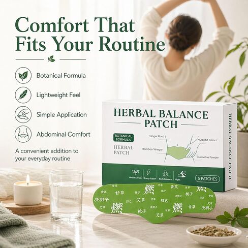 Balance Patch with Mugwort Herbal Formula – Japanese Herbal Stomach Patch, Ultra-Thin & Discreet Abdominal, Skin-Friendly & Non-Irritating, Comfort for Menstrual & Daily Relief in Saudi Arabia
