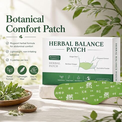 Balance Patch with Mugwort Herbal Formula – Japanese Herbal Stomach Patch, Ultra-Thin & Discreet Abdominal, Skin-Friendly & Non-Irritating, Comfort for Menstrual & Daily Relief in Saudi Arabia