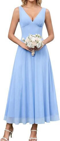 EYNMIN Summer Wedding Guest Dress V Neck Flowy A Line Mesh Elegant Maxi Long Formal Cocktail Dresses for Women 2026 Spring in Saudi Arabia