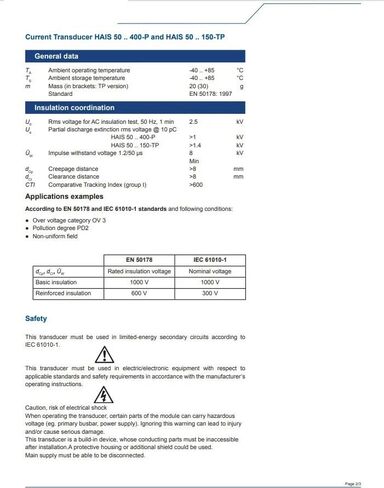 HAIS100-P محول الحلقة المفتوحة لجهاز الاستشعار الحالي 100A 5V in Saudi Arabia