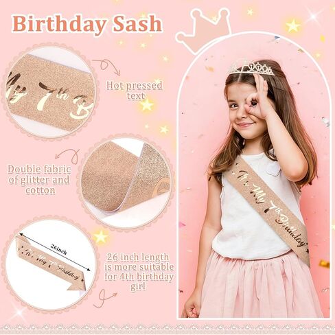 Semato 7th Birthday Decorations for Girl Sash and Crown Kit Purple 7 Year Old Girl Birthday Gifts for Her Party Supplies in Saudi Arabia