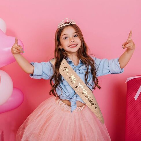 Semato 7th Birthday Decorations for Girl Sash and Crown Kit Purple 7 Year Old Girl Birthday Gifts for Her Party Supplies in Saudi Arabia
