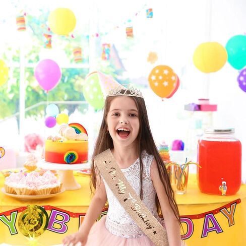 Semato 7th Birthday Decorations for Girl Sash and Crown Kit Purple 7 Year Old Girl Birthday Gifts for Her Party Supplies in Saudi Arabia