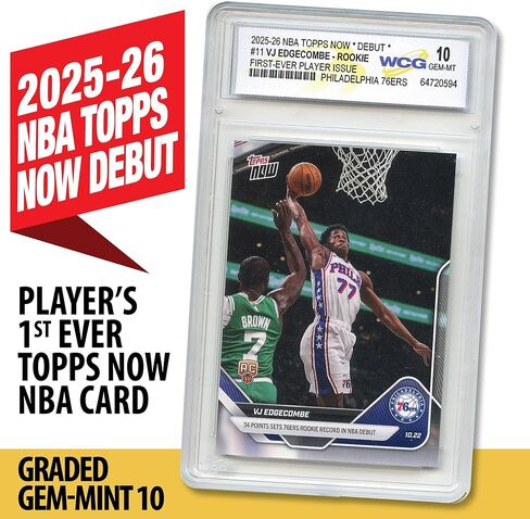 2025-26 NBA Topps الآن لاول مرة VJ EDGECOMBE الإصدار الأول من الدوري الاميركي للمحترفين Topps الآن بطاقة Rookie RC #11 Philadelpia 76ers - متدرج GEM-Mint 10 in Kuwait