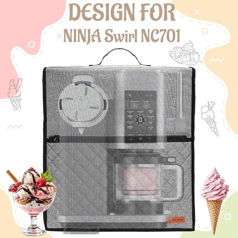 CROTIRAD Soft Serve Ice Cream Machine Dust Cover Compatible with Ninja Swirl, Easy Foldable Hanging Dust Cover for Ninja Swirl NC701, Quilted Gray in Saudi Arabia