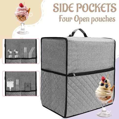 CROTIRAD Soft Serve Ice Cream Machine Dust Cover Compatible with Ninja Swirl, Easy Foldable Hanging Dust Cover for Ninja Swirl NC701, Quilted Gray in Saudi Arabia