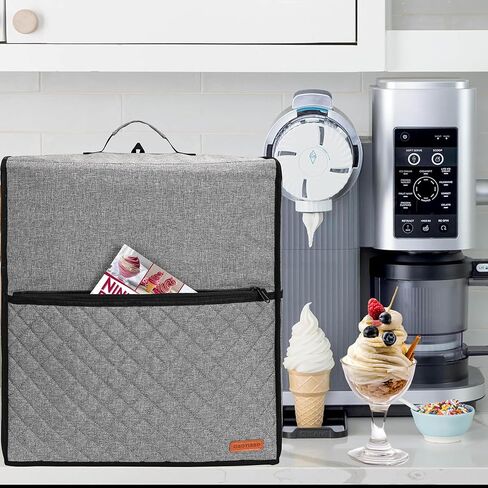 CROTIRAD Soft Serve Ice Cream Machine Dust Cover Compatible with Ninja Swirl, Easy Foldable Hanging Dust Cover for Ninja Swirl NC701, Quilted Gray in Saudi Arabia