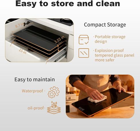 Electric Heating Tray, Food Warmers for Parties Buffet with 8-Level Temperature Adjustment and 24-Hour Timer, Upgraded Glass Electric Food Warmers, Upgraded Desktop-Protecting Food Warming Mat in Saudi Arabia