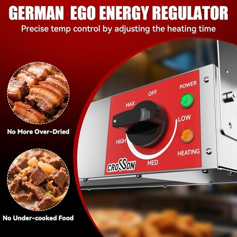 CROSSON Electric Overhead Strip Heater Commercial,60 Inch Food Heat Lamp with German EGO Thermostat,Suspended Chain and Undermount Brackets,Food Warming Lamp Heater for Catering Kitchen 1550W in Saudi Arabia
