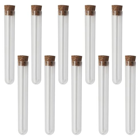10 Pack Clear Test Tubes, Clear Vials with Sealing Caps and Corks, Well ealed Containers for Laboratory, Educational Use in Saudi Arabia