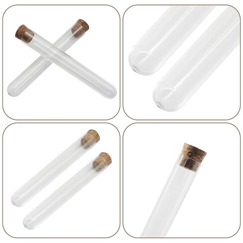 10 Pack Clear Test Tubes, Clear Vials with Sealing Caps and Corks, Well ealed Containers for Laboratory, Educational Use in Saudi Arabia