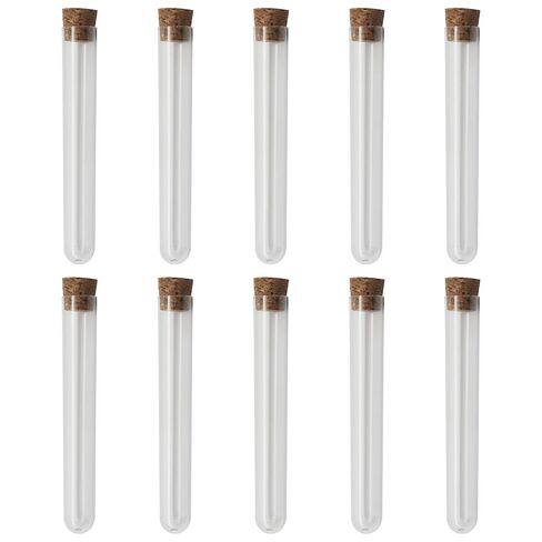 10 Pack Clear Test Tubes, Clear Vials with Sealing Caps and Corks, Well ealed Containers for Laboratory, Educational Use in Saudi Arabia