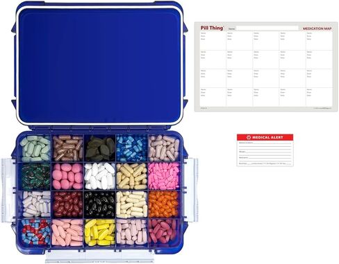 20 Compartment Large Pill Case with Airtight Seal - Silicone Gasket Waterproof Med Box with Medication Map (Clear, 1 Pack) in Saudi Arabia