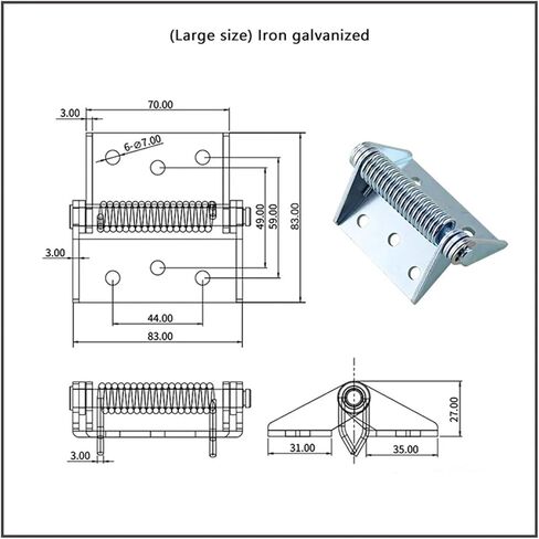 Stainless Steel Self Closing Return Spring Large Load Bearing Hinge Large Industrial Machinery and Equipment Hinge 1Pcs(Large Size) in Saudi Arabia